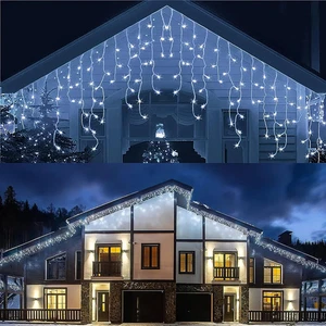 Luci Natale Esterno Cascata Luci LED Tenda Luminosa Esterno Natale Decorazioni - Foto 1 di 14