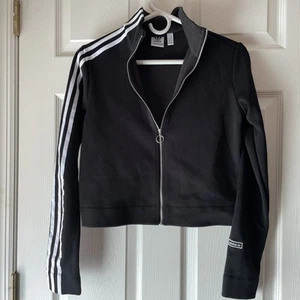 Adidas Women's Crop Top Track Jacket Size S Black - Picture 1 of 5