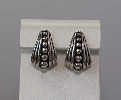 Lagos Sterling Silver Fluted Stud Earrings 13.45G / 0.7in - Image 1 of 3