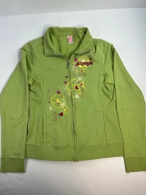 Chaqueta para mujer Billabong cremallera completa talla grande floral bordada verde surfista Foto 1 de 4