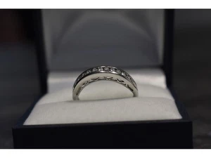 925 Sterling Silver CZ Band Ring Size 8 - Picture 1 of 6