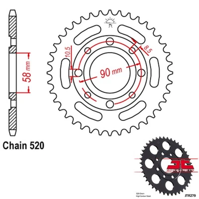 Piñones JT Piñón Trasero Acero Paso 520 33 Dientes Honda CM250C Personalizado (1982) Foto 1 de 2