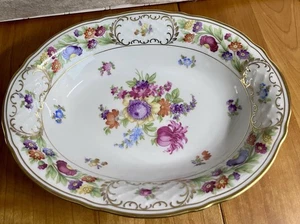 Schumann Imperatrice 9,75" ciotola ovale servizio verdure - fiori di Dresda - Foto 1 di 5