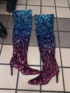 Blue Raspberry Aqua wang ? thigh high boots 10/10.5 - Picture 1 of 3