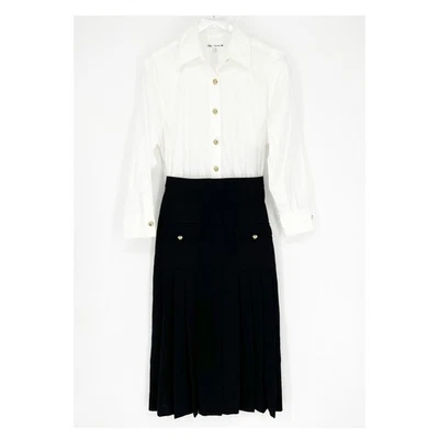 NEW ZARA Women's Contrast Button Midi Pleat Front Dress XS - Image 1 of 4