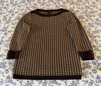 Женский свитер Talbots из чистой шерсти мериноса с рукавом 3/4 коричневый гончая размер S - Изображение 1 из 4