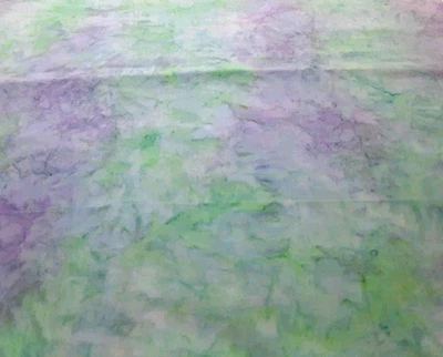 1 1/4 yds Batik Cotton Fabric Greens & Purples Watercolor Splashes - Image 1 of 4