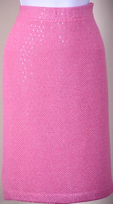 ST.JOHN Womens Pink Silver Shimmer Rainbow Sequins Throughout Skirt Sz 14 - Image 1 of 3