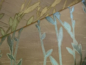 By Yard HEAVY! 100%SILK LAMPAS PUSSY WILLOW TREE Julep Gold Blue 676Julep - Picture 1 of 16