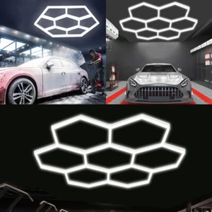 7X Grid Hexagon LED-Beleuchtung Auto Detail Garage Werkstatt Einzelhandel Lamp - Picture 1 of 21