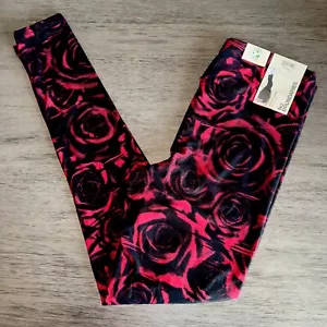 No Boundaries Women's Juniors Sueded Black Red Leggings Red Roses Size S/M NEW - Picture 1 of 4