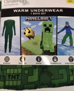 ClimateRight Boys by Cuddl Duds Minecraft Boys Thermal Underwear Set SizeM 8/10 - Picture 1 of 2