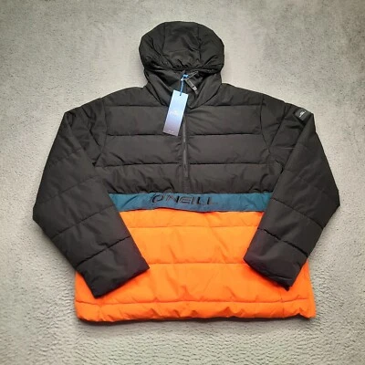 O'Neill Blue Originals Snow Ski Anorak Jacket Men XL Black Orange Puffer Coat - Image 1 of 4