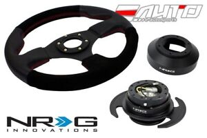 NRG 320mm Race BK Suede/Leather Steering Wheel RD St 141H Hub Gen3 Black Release