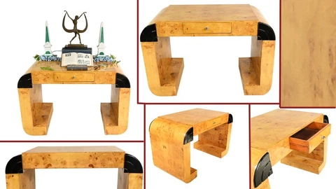 Art Deco Desk - Vintage Console Writing Table Cover