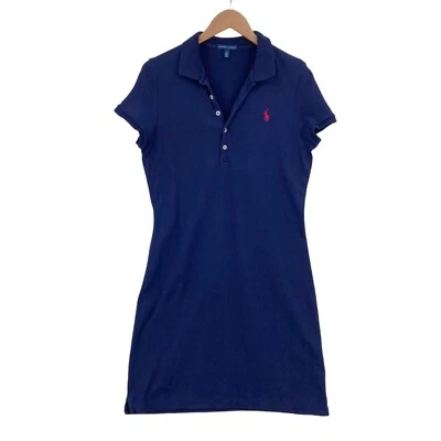 Ralph Lauren Polo Dress Womens Large Blue Knit 100% Cotton Cap Sleeve Collared - Image 1 of 4