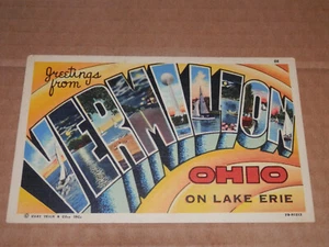 VERMILION OHIO en LAKE ERIE - POSTAL 1947 - CARTA GRANDE SALUDOS - Imagen 1 de 2