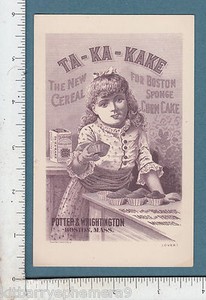 8482 Ta-Ka-Kake flour Potter & Wrightington trade card corn bread cereal cake
