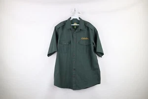 Vintage Cabelas Mens XL Tall Faded Spell Out Safari Bush Button Shirt Green - Picture 1 of 12