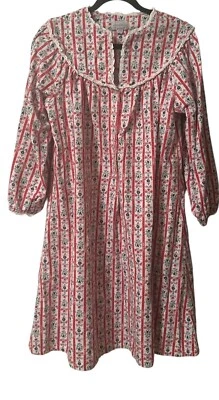 Vintage Lanz of Salzburg Flannel Nightgown Floral Red Hearts M Cottagecore - Image 1 of 4