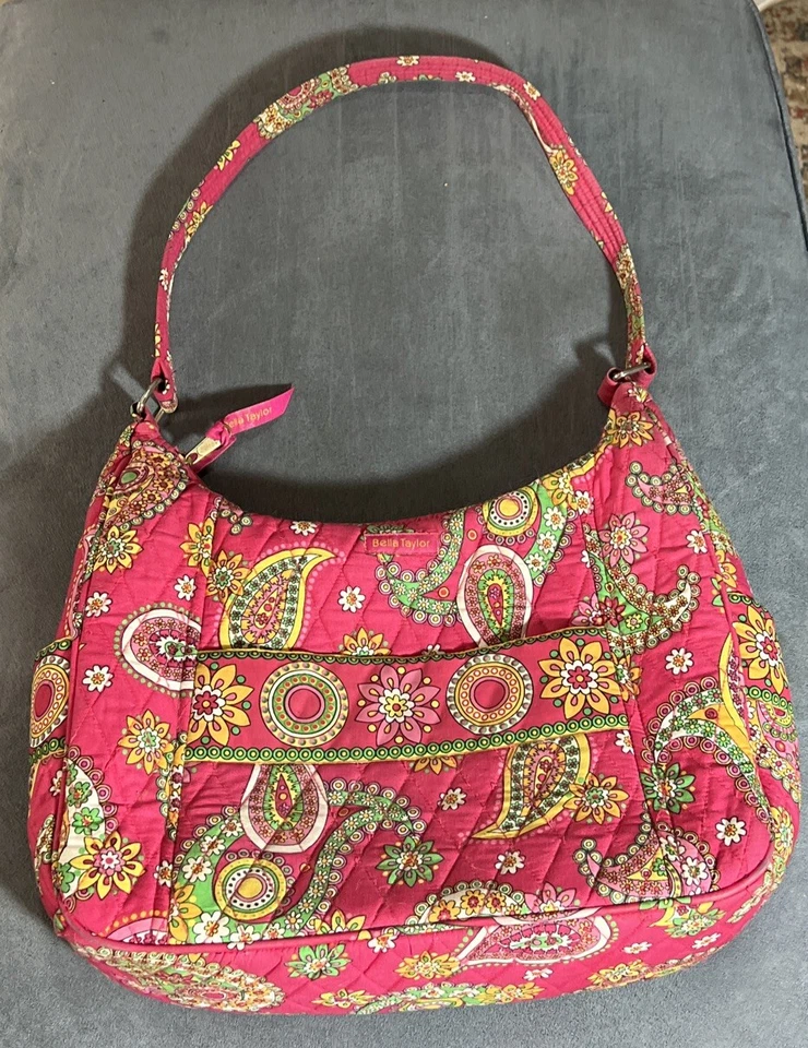 Bella Taylor Pink Paisley Quilted Cotton Large Purse Handbag Shoulder Bag - Image 1 of 4
