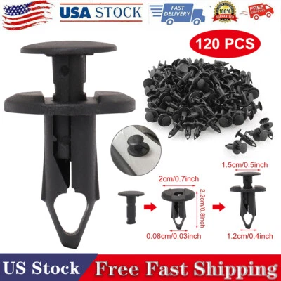 120pc Clips for Hole Plastic Rivets Retainer Fender Bumper Push Pin Fastener 8mm - Image 1 of 4