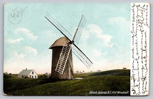 Postcard: Block Island, RI, Old Windmill, Hugh C. Leighton Co., Partially Posted - Picture 1 of 2