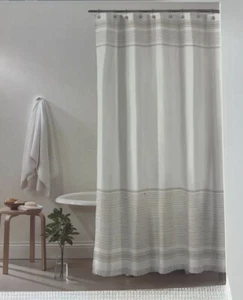 NEW Eco-Friendly Shower Curtain 72x72. White & Gray Stripes. - Picture 1 of 7