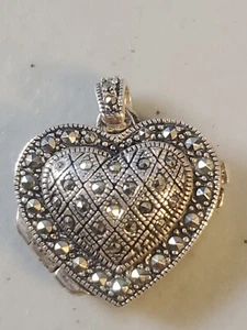 Vintage Judith Jack Sterling Silver Heart Locket Pendant Art Deco Signed JJ - Picture 1 of 24