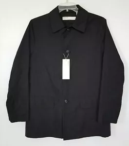 Perry Ellis Black Jacket Leather Collar Buttons Pockets Quilt Lined Size S NEW - Picture 1 of 8