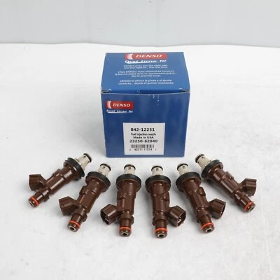 6x 23250-62040 Denso Fuel Injectors fits for 99-04 Tundra 4Runner 3.4L V6 - Изображение 1 из 4