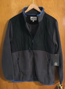 Fleece Jacket Mens Medium Gray Zip Pockets - Picture 1 of 5