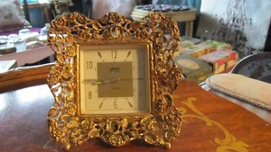 Vintage Ornate Ormolu Linden Black Forest Alarm Clock - Picture 1 of 9