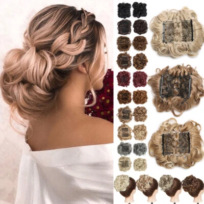 SEGO Large Updo Hair Bun Comb Clip In Hair Extension Chignon Buns For Woman Curly h12