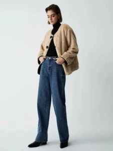 NWT Commense Faux Fur Coat Womens Brown Medium Soft Retro Jacket Grannycore Crop - Picture 1 of 19