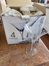 Martini Glasses 6 1/4 Tall by 5" Wide Grey Cut Dots/Bubbles Set Of 4, Never Used