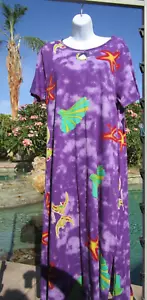 NEW Loungees maxi dress sundress L mutlicolor short sleeve 100% cotton pockets - Picture 1 of 2