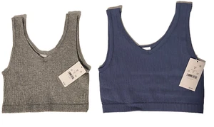 Lot 2 Delta Galil (Maidenform) Size Small Ribbed Crop Tank Tops Brami Bralette - Picture 1 of 11