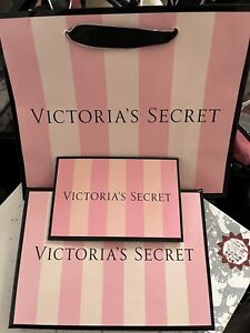Victoria’s Secret Pink Striped Gift Card Box, Holder And Small Gift Bag, Present