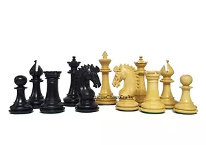 3.75" Sheffield Knight Luxury Chess Pieces Only Set- Double Weighted Ebony Wood - Picture 1 of 6