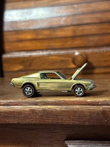 Vintage Custom Mustang Hot Wheels Redline Gold Mattel 1967 Hong Kong Hood Opens - Picture 1 of 9