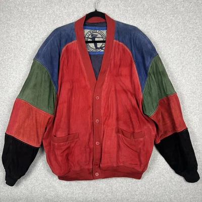 Vtg La Matta Tour Mens Sz L? 80s Bomber Jacket Reversible Suade Colorblock Italy - Image 1 of 4