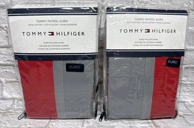 Tommy Hilfiger Juego De 2 Fundas Almohada Patrol Euro 26” X 26” 100% Algodón - Nuevo Foto 1 de 4