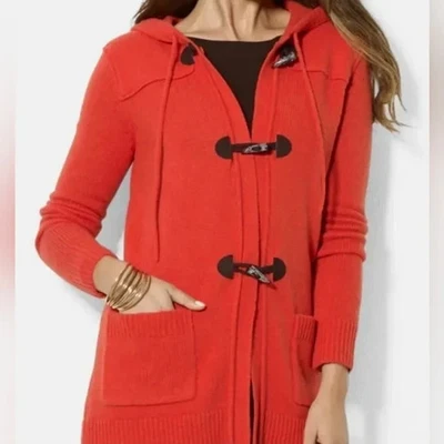 Suéter Ralph Lauren XS Naranja Corderos Lana Palanca Capucha Cárdigan Plumero Foto 1 de 4