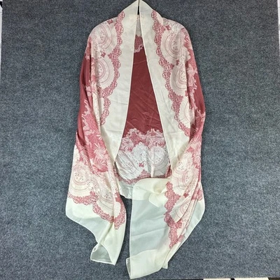 Elegante bufanda para mujer chal patrón de encaje geométrico rojo crema envoltura ligera Foto 1 de 4