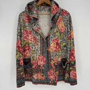 Johnny Was Strickjacke Damen Small Baumwolle Kaschmir Kapuze Blumen Animal Print - Bild 1 von 7
