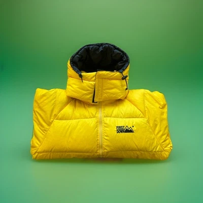 VTG 90s First Down Puffer Down Filled Jacket Removable Hood Yellow Size L - Image 1 of 4