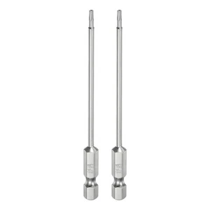 2pcs T7 Security Torx Bit 1/4" Hex Shank 4" Long Tamper Resistant Star Bits - Picture 1 of 6