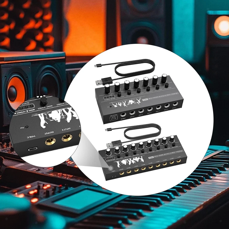 Mini Audio Mixer Line Mixer for sub Mixing DC5V Small 6.35mm Mono/6.5 Stereo for - Bild 1 von 1