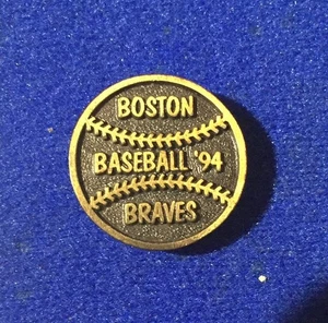 RARE Unusual and HTF Old Boston Braves 1994 Ball Shaped Baseball Lapel Pin - Picture 1 of 2